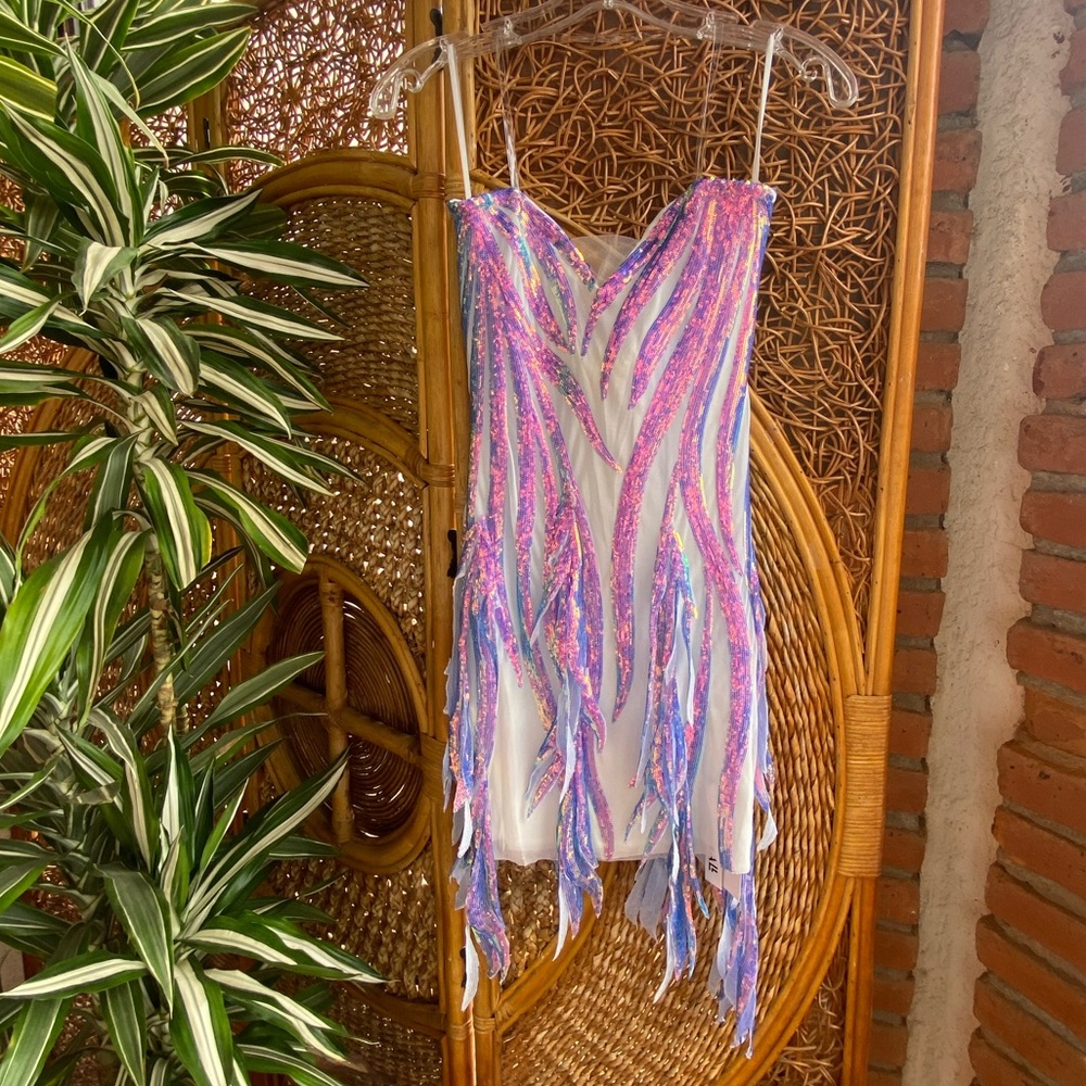 NWT Catchall Strapless Sequin Dress in Pink and Purple Size Medium